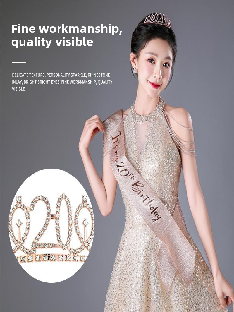 Champagne Gold Sparkle Crown S - đánh giá và giá Birthday Sash Glitter