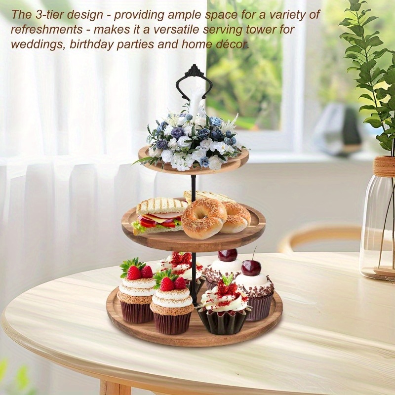3Tier Cake Stand Acacia Wooden - đánh giá và giá Cupcake Stand Tier