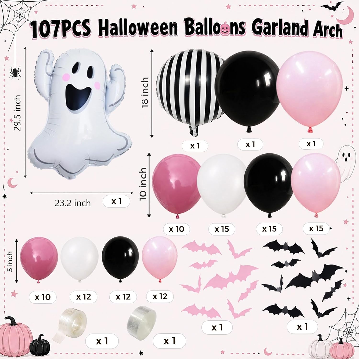 Cute Ghost Halloween Balloons  - đánh giá và giá Balloon Arch Kit