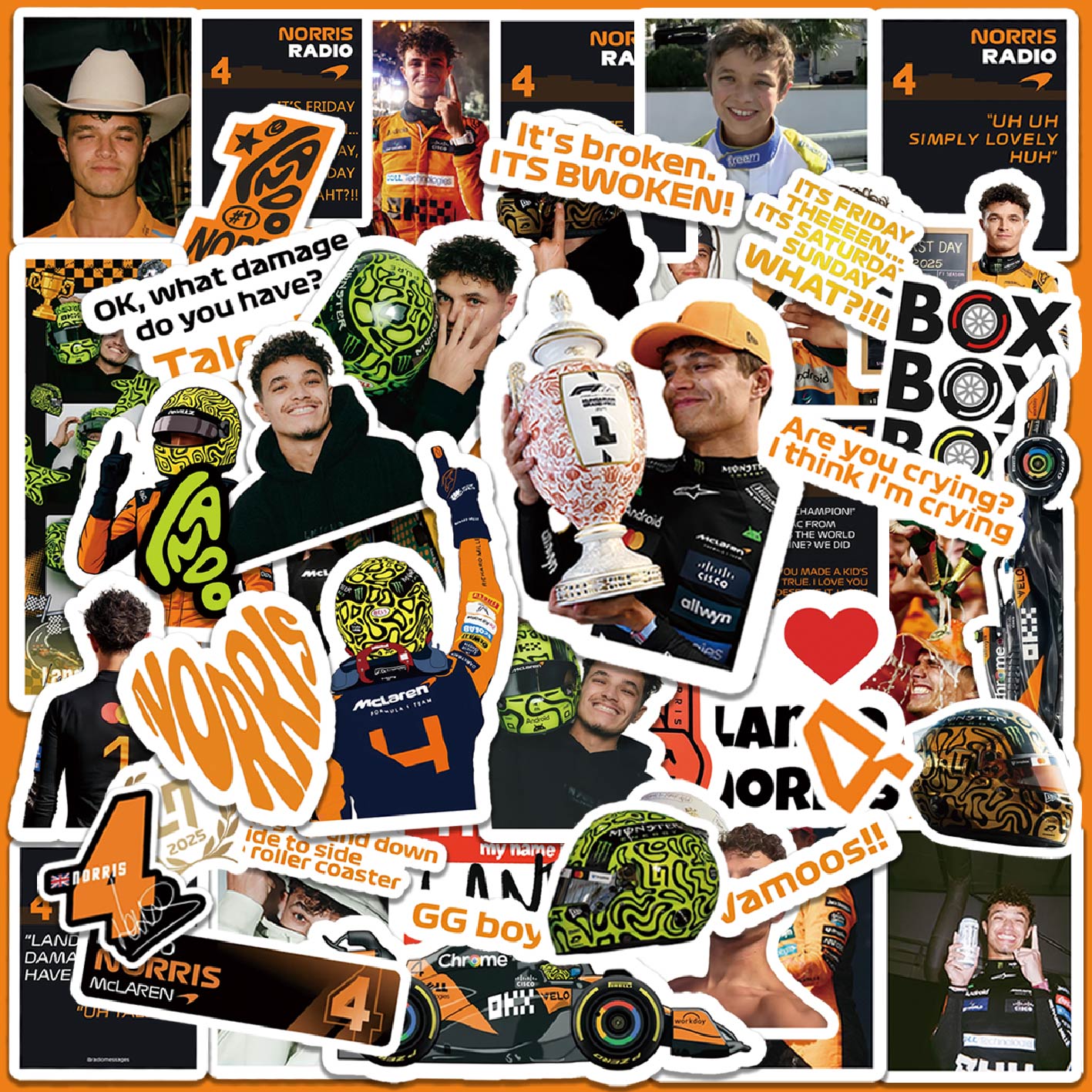 5-6 Sheets F1 Stickers, Norris - đánh giá và giá Event Supplies
