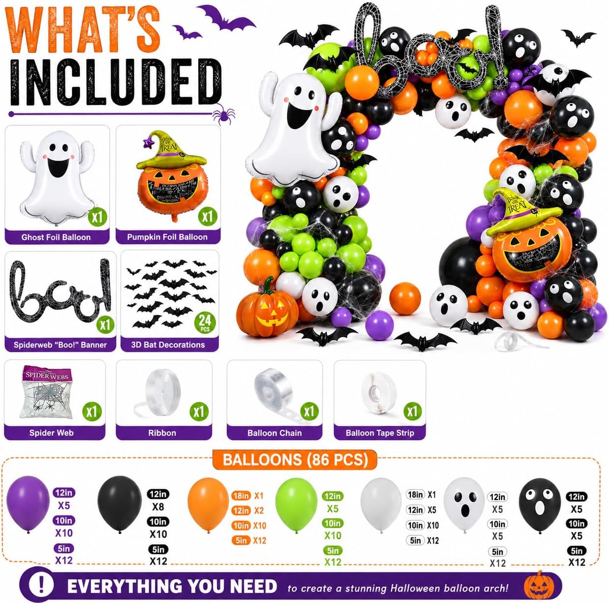 184Pcs Halloween Balloon Arch  - đánh giá và giá Balloon Arch Kit