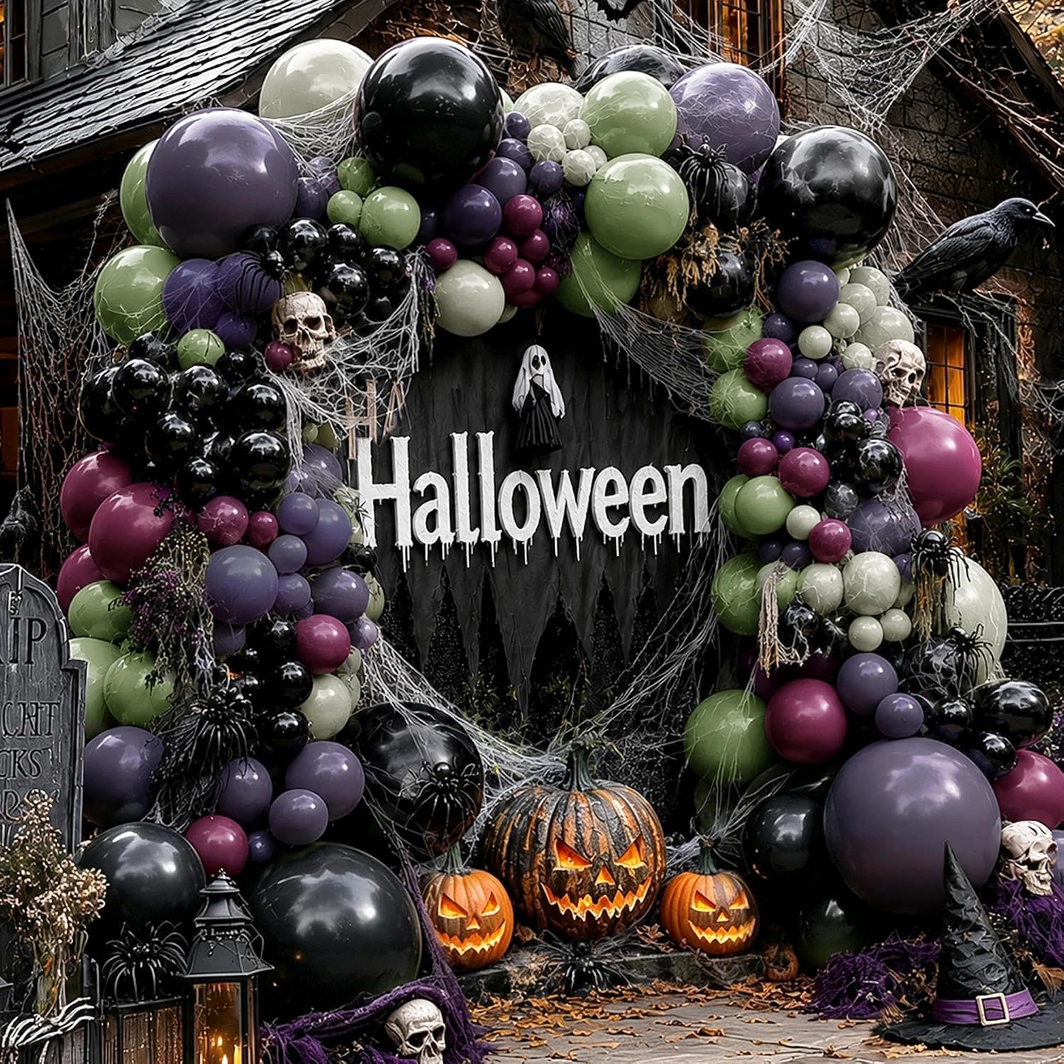 Black Purple Green Halloween S - đánh giá và giá Balloon Arch Kit