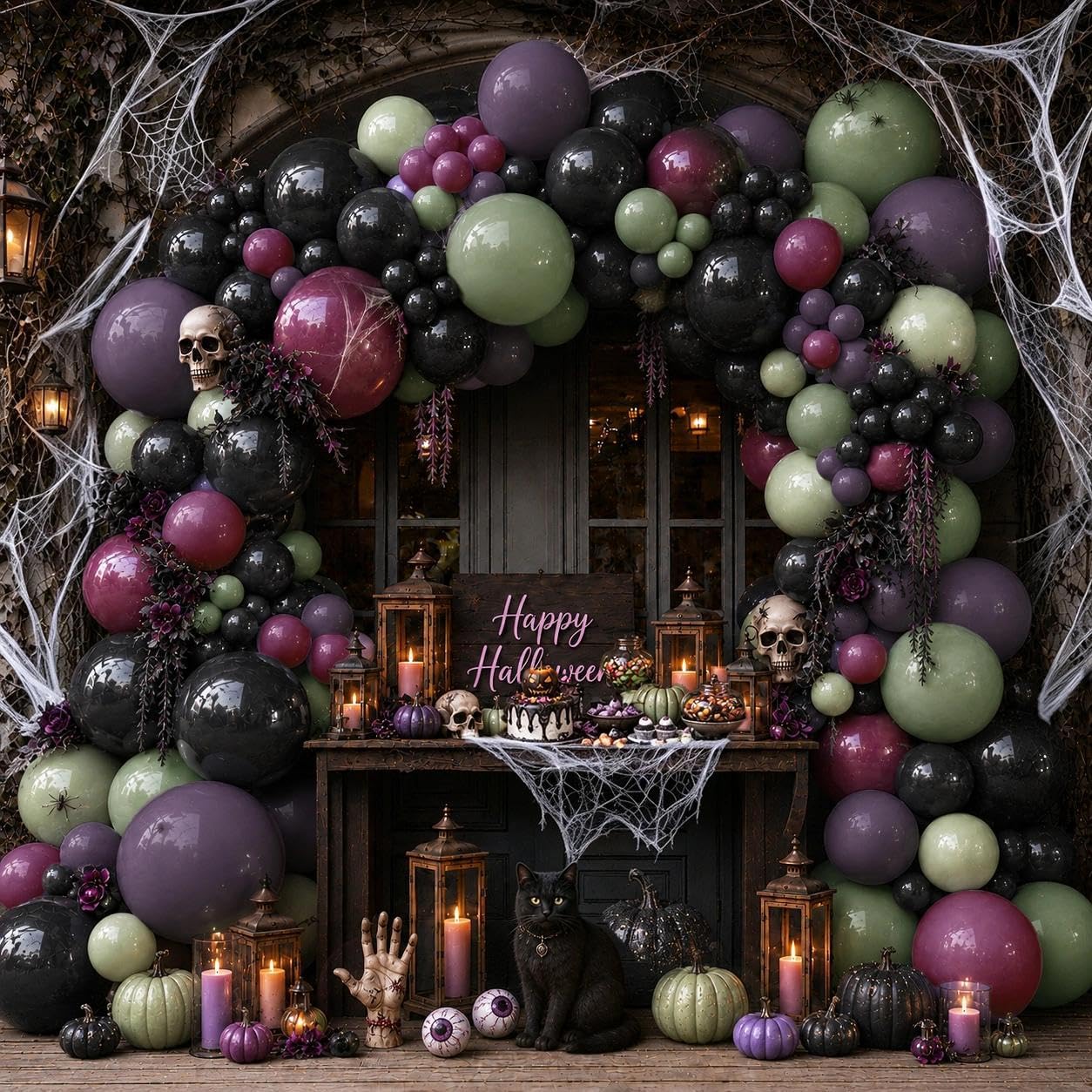 Black Purple Green Halloween S - đánh giá và giá Balloon Arch Kit