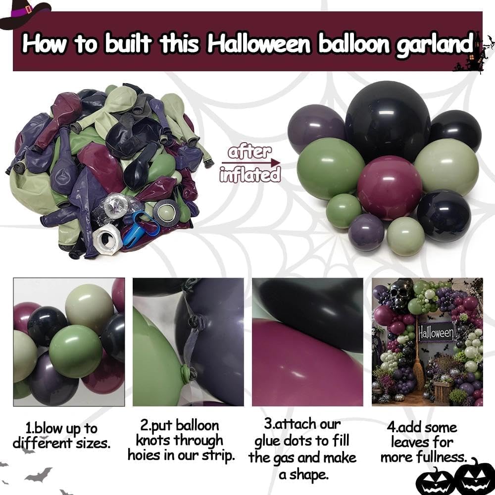Black Purple Green Halloween S - đánh giá và giá Balloon Arch Kit