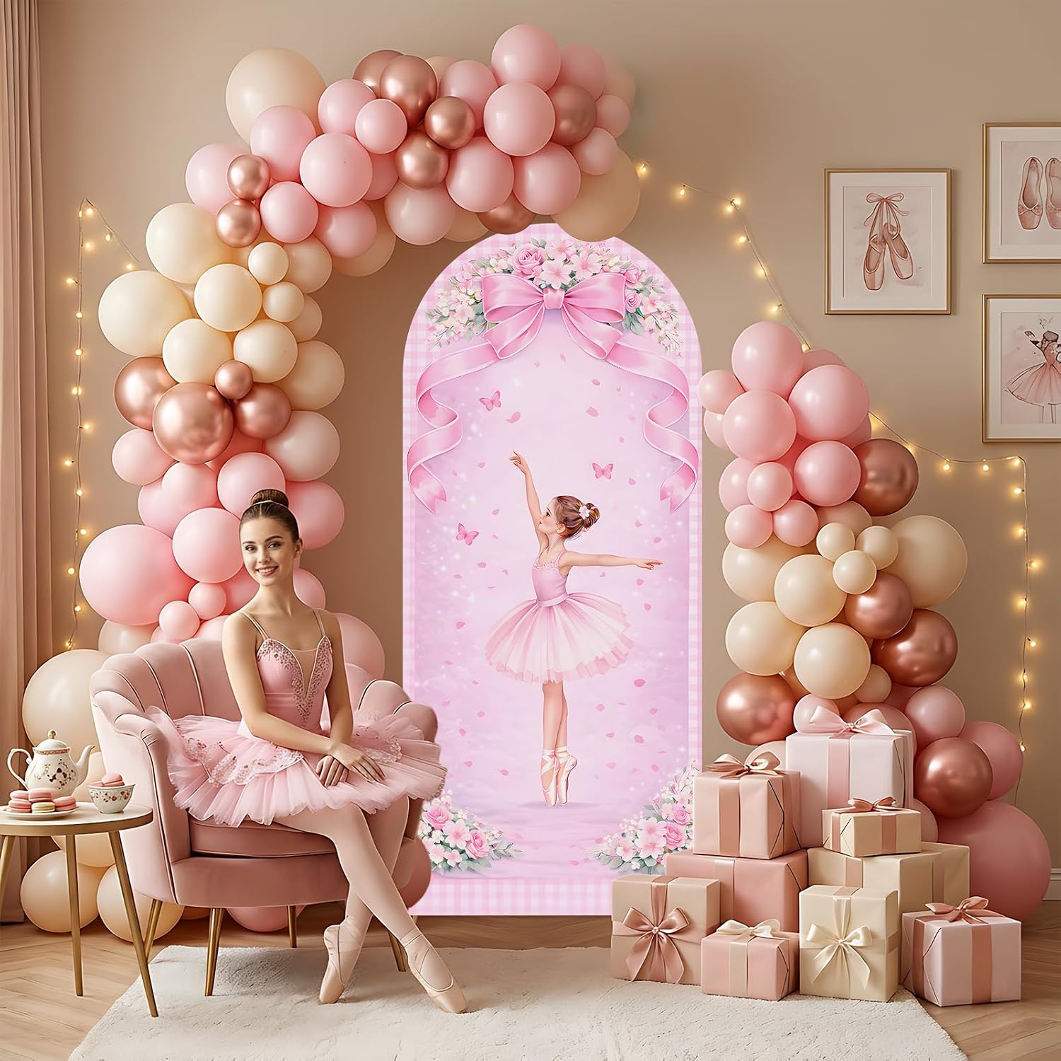 Custom 2-sided Ballerina Arch  - đánh giá và giá Dessert Table Backdrop