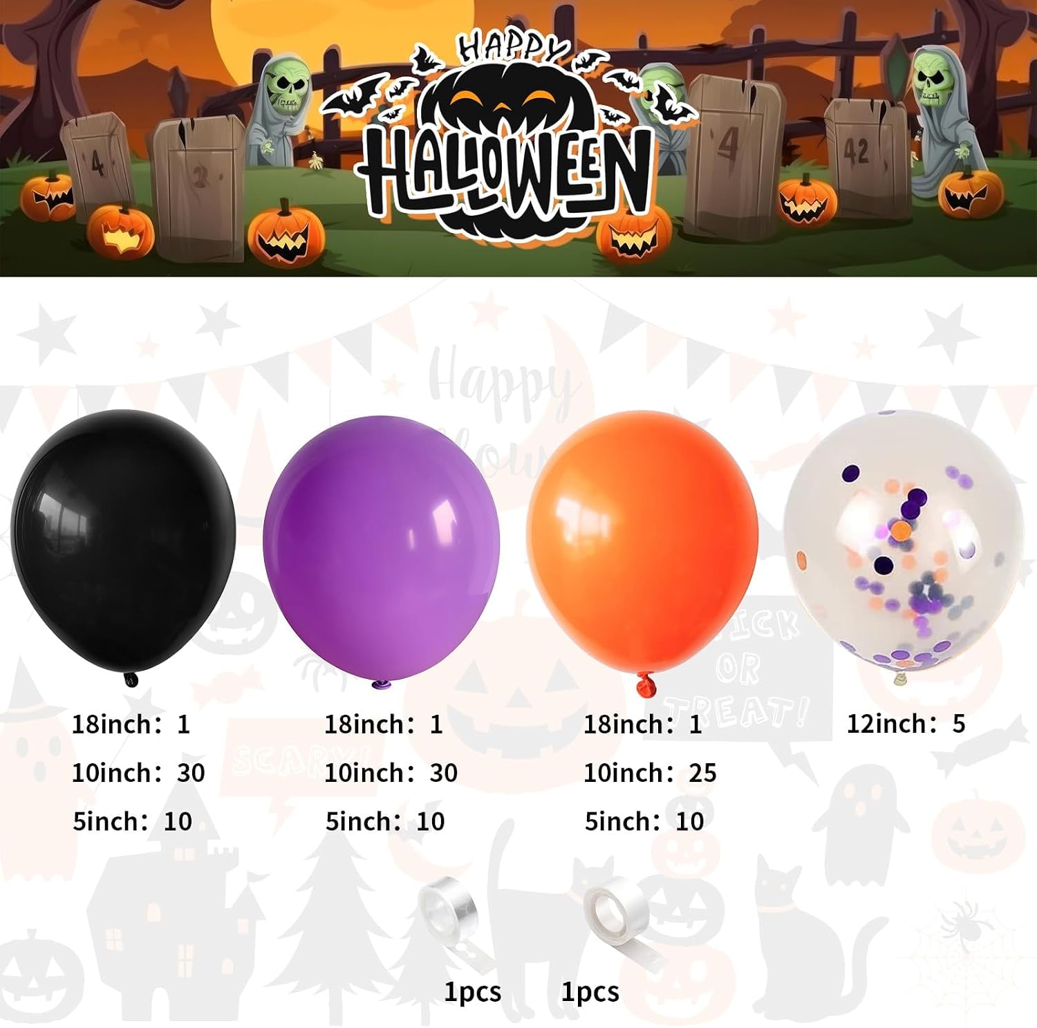 Jobkoo Halloween Balloon Arch  - đánh giá và giá Balloon Arch Kit
