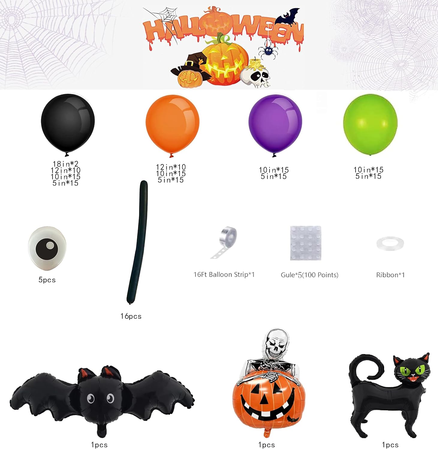 173pcs Halloween Balloon Garla - đánh giá và giá Balloon Arch Kit
