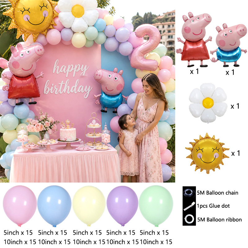 Peppa Pig Themed Balloon Arch  - đánh giá và giá Balloon Arch Kit